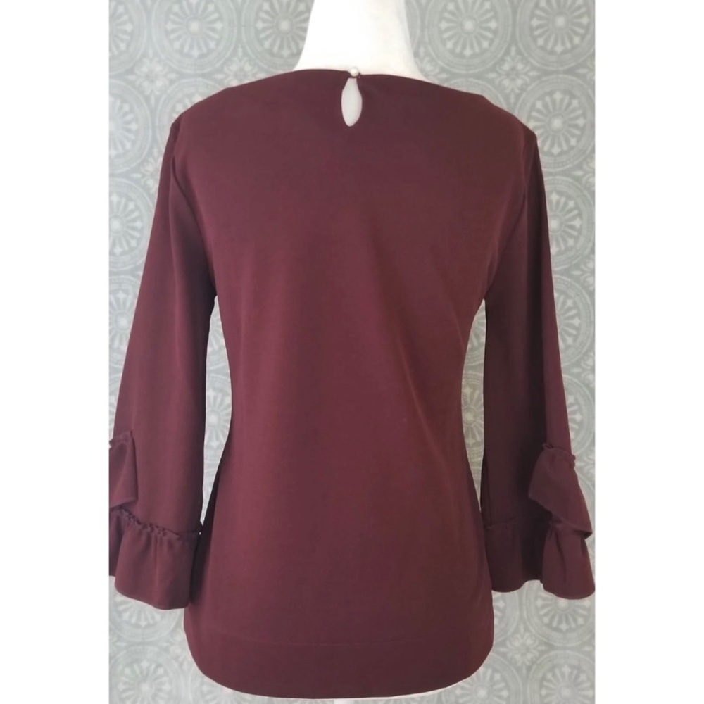Talbots Maroon Ruffle Sleeve Top - Picture 2 of 3